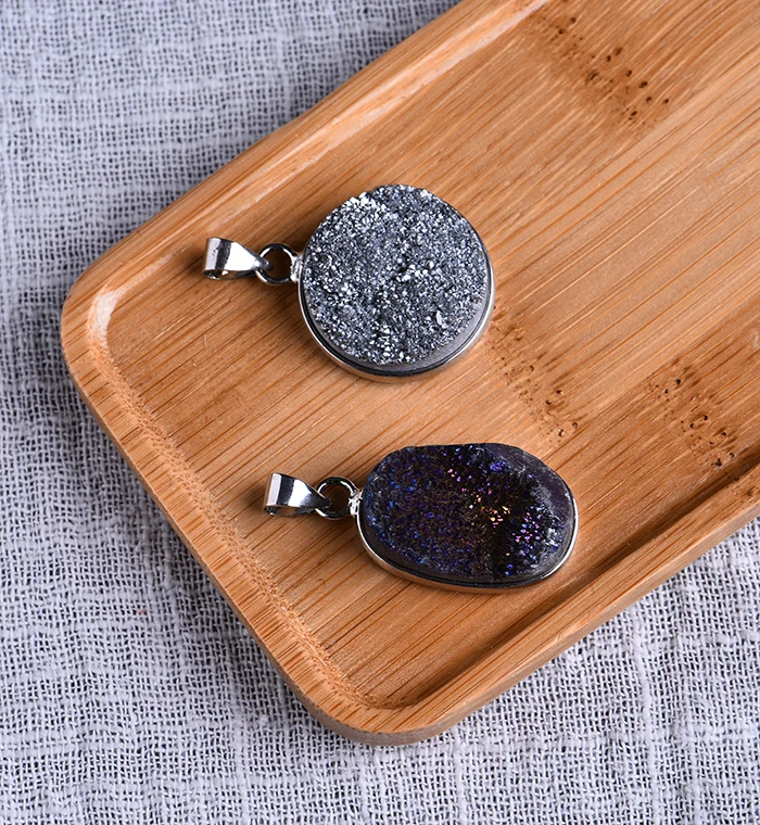 Стильные цветные радужные амулеты подвеска КАПЛЕВИДНАЯ титаия Druzy амулет для сережек ожерелье ювелирные изделия