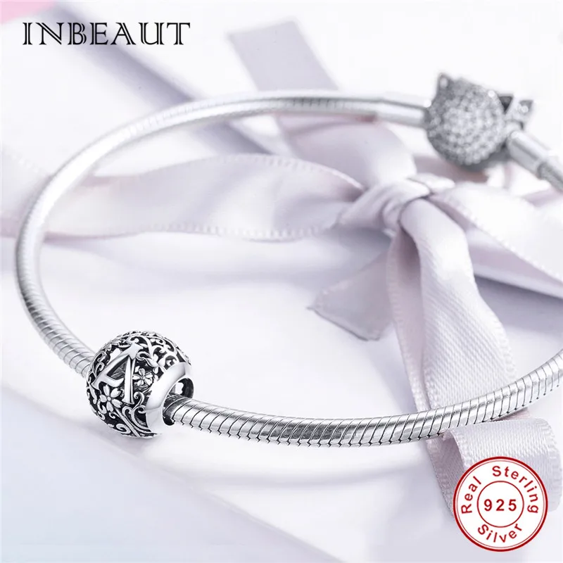 INBEAUT 100% реальные 925 стерлингового серебра A буквы маргаритки бусины Подходит для