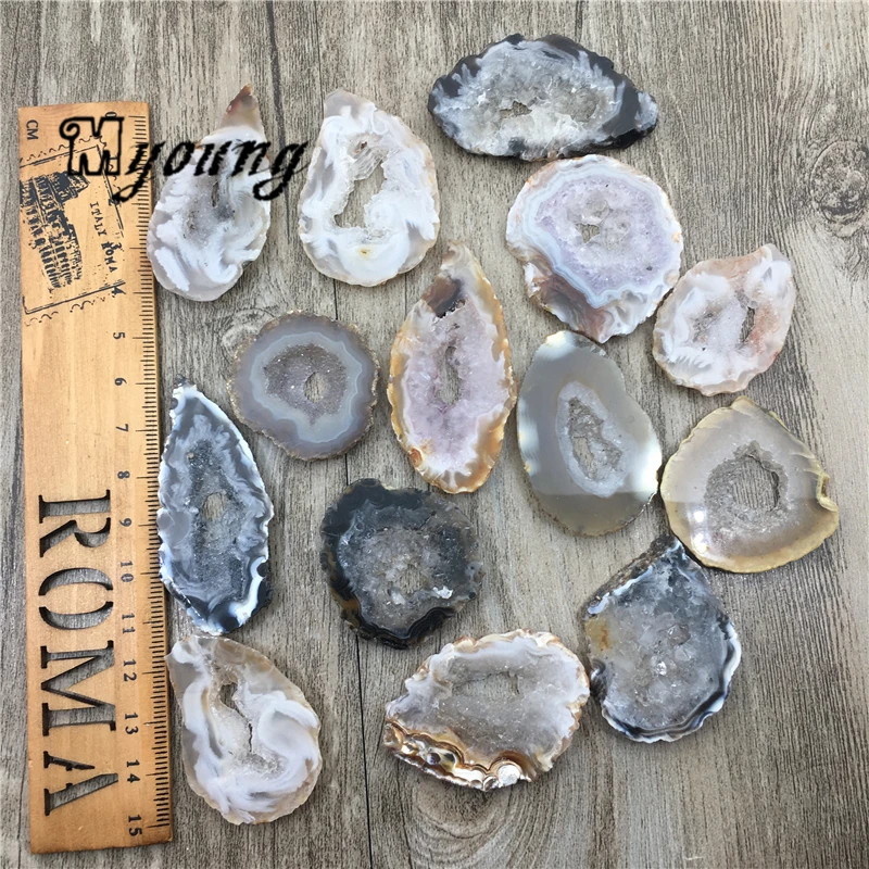 Необычные природные Агаты подвесные бусины агат друза очарование MY1692|druzy charms|geode