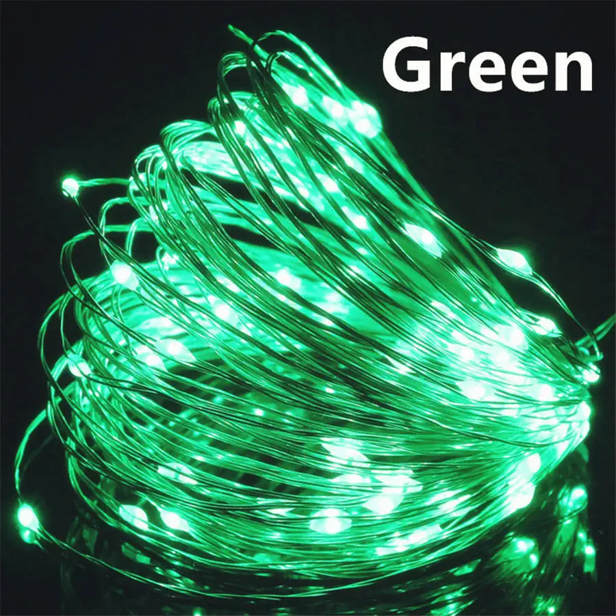 Green 5 в USB светодиодный гирлянды 20 м 10 м 5 м 2 м Серебряный провод водонепроницаемый для гирлянды дома Рождество Свадебная вечеринка украшения - Испускаемый цвет: Green