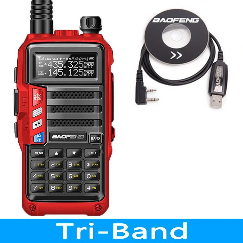 add usb cable 1 Трехдиапазонное радио BaoFeng UV-S9, 8 Вт, высокая мощность, 136-174 МГц/220-260 МГц/400-520 МГц, портативная рация, Любительская портативная радиоприемная рация - Цвет: add usb cable 1