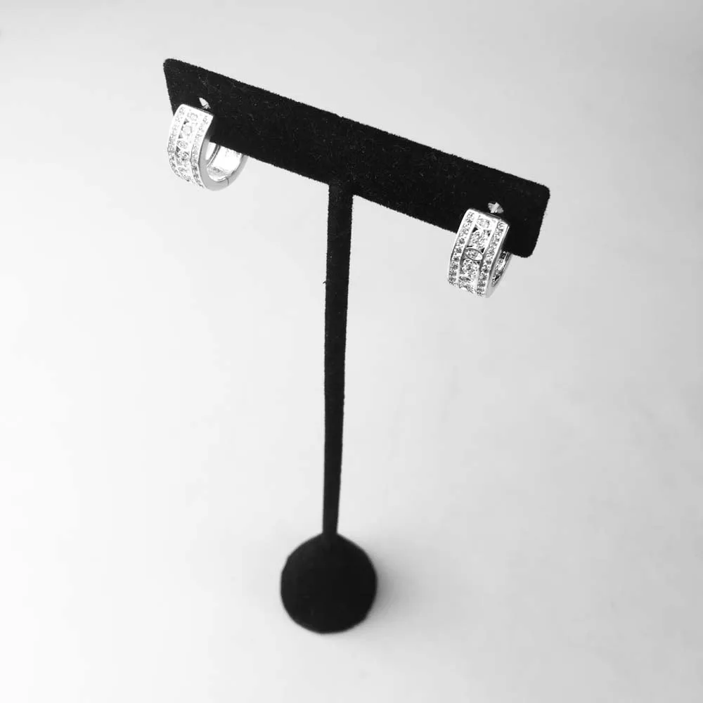 Серьги кольца в креольском стиле женские из серебра 925 пробы с белым кубическим