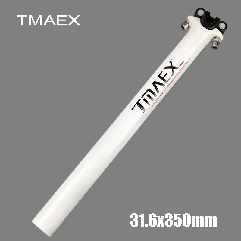 31.6x350mm TMAEX белый карбоновый Подседельный штырь углеродное волокно дорожный велосипед Подседельный штырь горный велосипед Запчасти 27,2/30,8/31,6*350/400 мм Ультра легкий - Цвет: 31.6x350mm