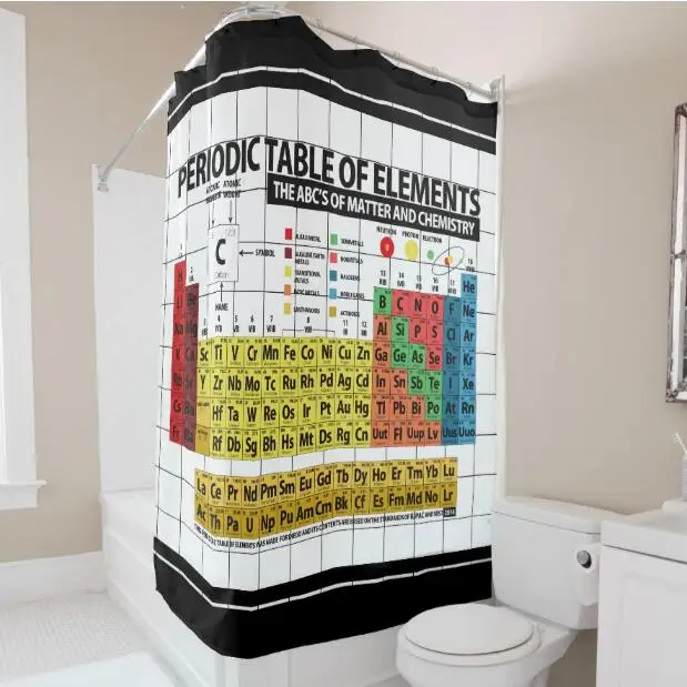 

Modern Funny Periodic Table of Elements Shower Curtain Novelty Chemistry Bathroom Curtain Home Decor Gifts for Nerd Polyester