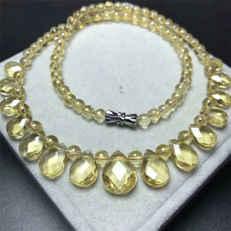 Ожерелье женское из натурального цитрина Очаровательное длинное колье с