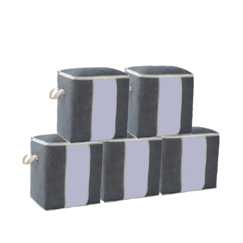 Gray Vertical Новые 5 шт/упаковка, шт./компл. короб для хранения из нетканого полотна сумка большой Ёмкость высокая производительность Органайзер дома контейнер для Стёганое одеяло Костюмы - Цвет: Gray Vertical