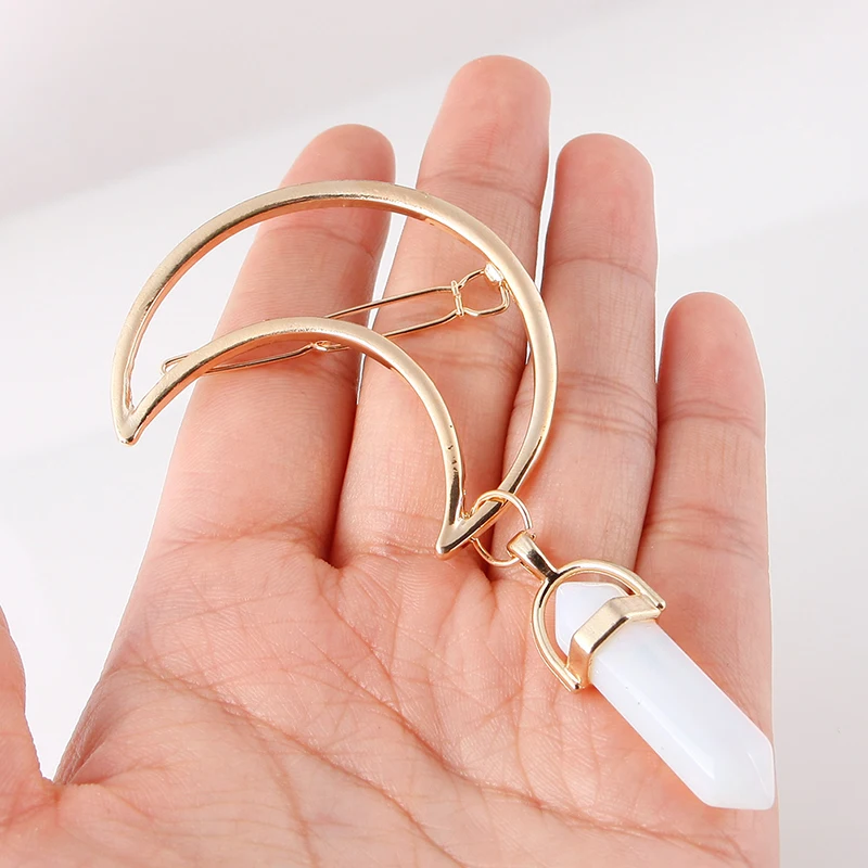 Хит продаж заколки для волос с треугольником Луной и камнем ювелирное изделие