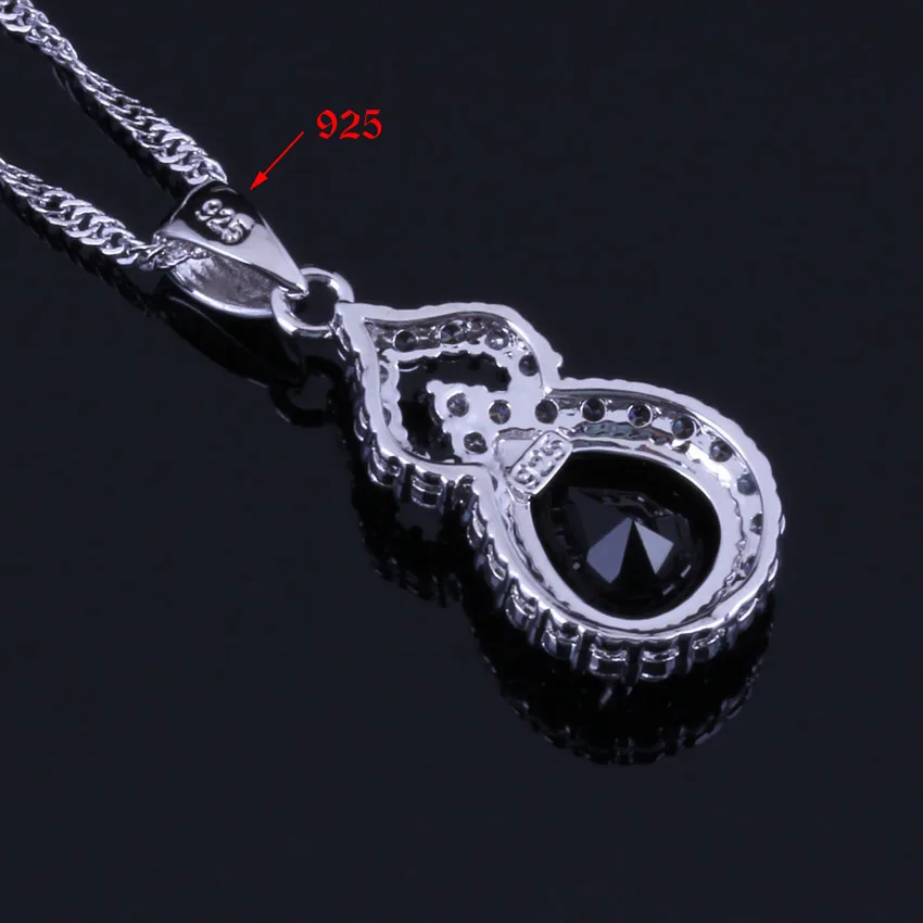 Эффектные Ювелирные наборы с черным кубическим цирконием белым фианитом и