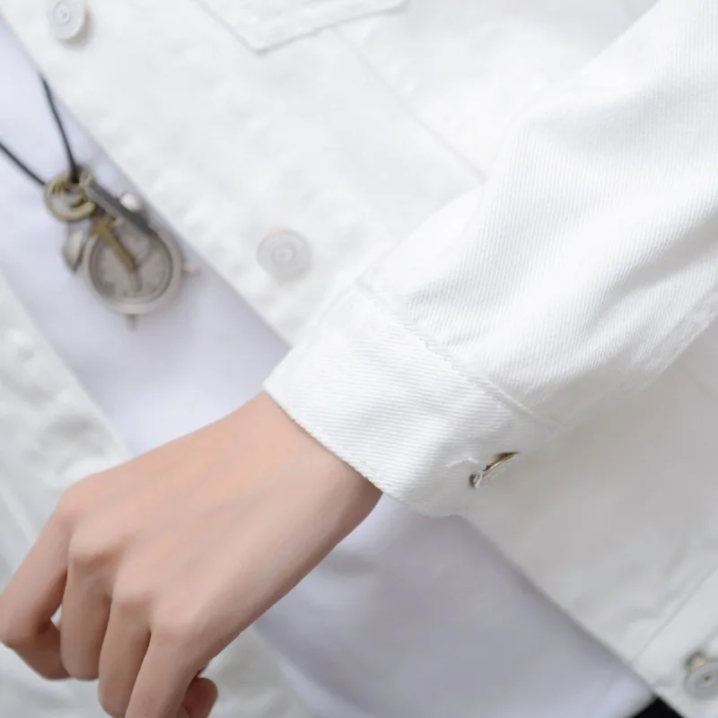 Модная Свободная куртка белая джинсовая с длинным рукавом блузка рукавами в