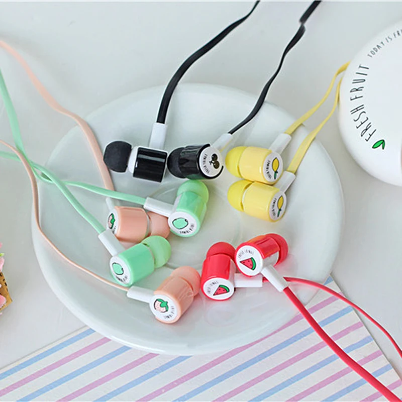 Милые фруктовые конфеты яркие наушники 3 5 мм In-Ear С микрофоном для девочек ребенок