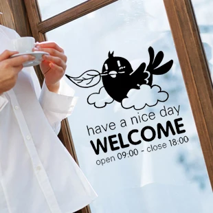 Настройка магазина часов открытия и закрытия времени наклейки на стекло с узором