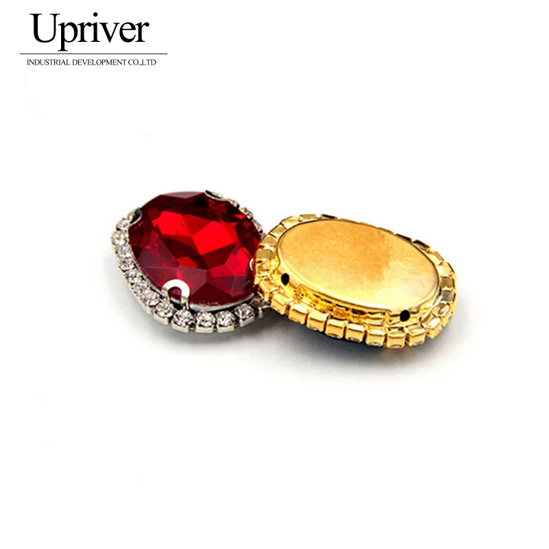 

Upriver 10pcs/pack 13x18mm Mix Color Crystal Buckle Edge Oval Shape Sew On Rhinestone With Claw DIY Jewelry Hair Clips
