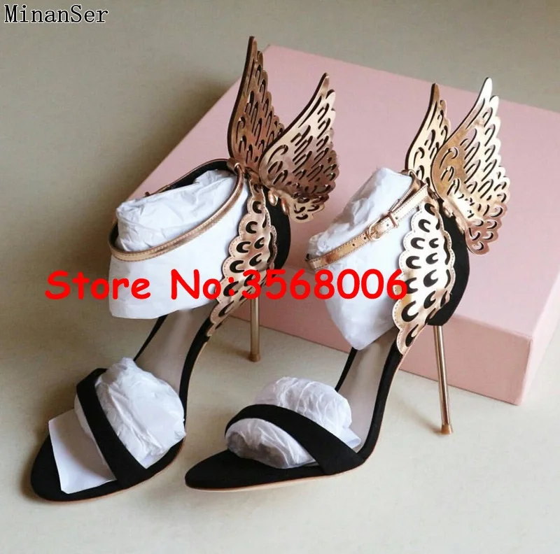 Wholesale amazing multi-color 3D butterfly open toe thin heels sandals wedding party bridal shoes sexy ankle wrap stiletto heels