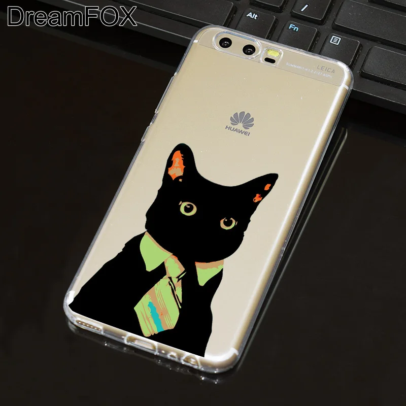 DREAMFOX L569 Мягкий силиконовый чехол из ТПУ с кошкой для Huawei P8 P9 P10 Lite Plus 2017 Honor 8 Pro 9 6X |