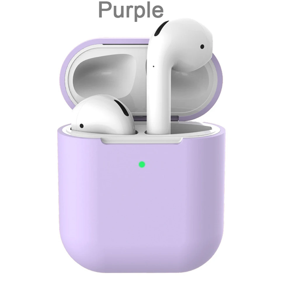purple 1 шт. мягкий силиконовый чехол из ТПУ для Airpods 2 защитный чехол для кожи пыленепроницаемый против потери тонкий беспроводной чехол для наушников - Цвет: purple