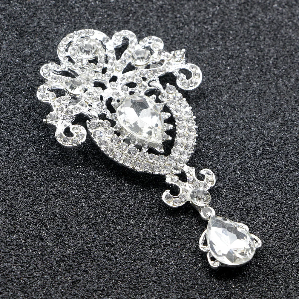 1 шт Корона свадебная брошь Украшенные стразами Свадебная вечеринка Серебряная