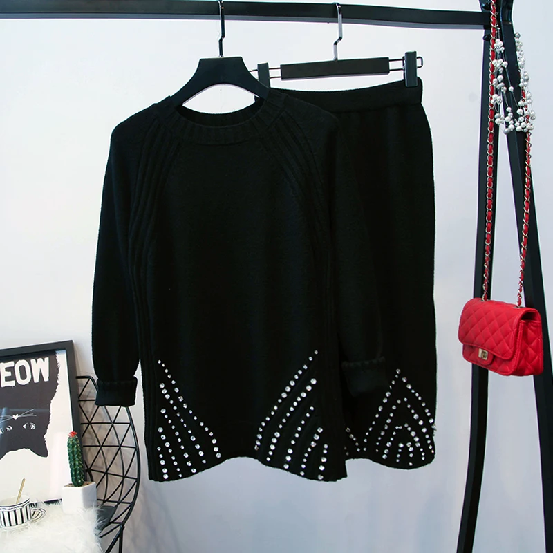 Женский трикотажный костюм Cakucool Осенний облегающий из 2 предметов с юбкой и