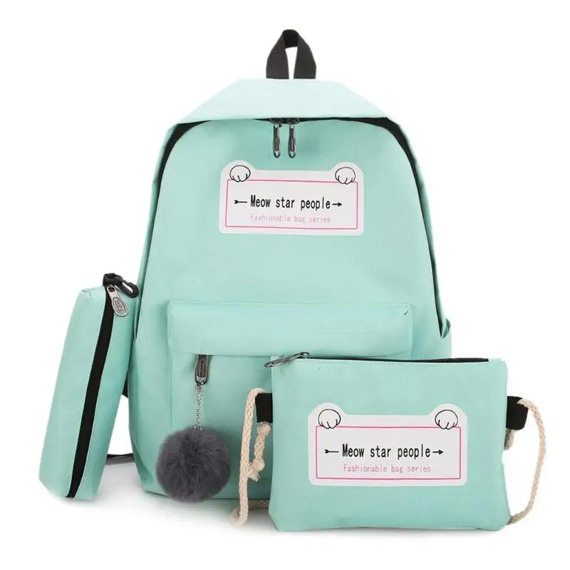 green 4 шт./компл. лента цепь с буквенным Mochila рюкзак туристические рюкзаки для отдыха школьные рюкзаки для девочек-подростков, школьный рюкзак - Цвет: green