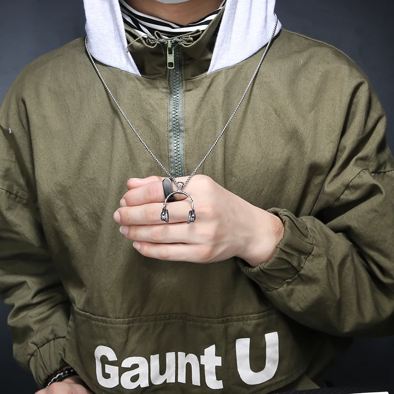 CHUKUI модное ожерелье в стиле панк с подвеской винтажная Серебряная длинная