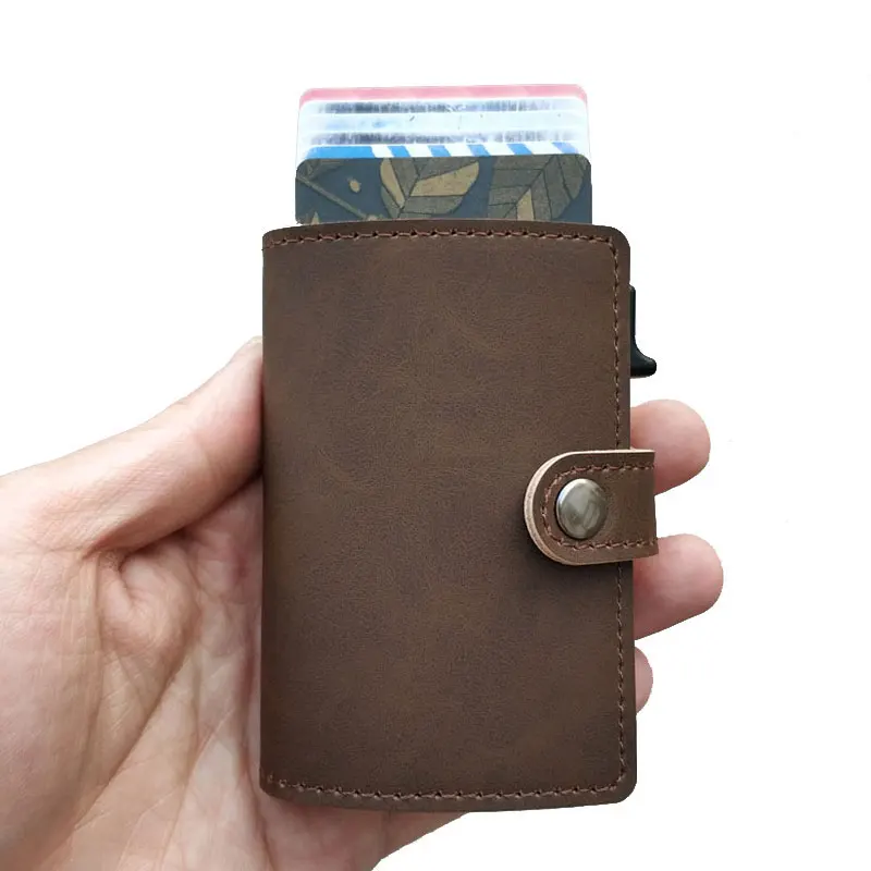 Винтажный Мужской держатель для кредитных карт с RFID застежкой алюминиевая