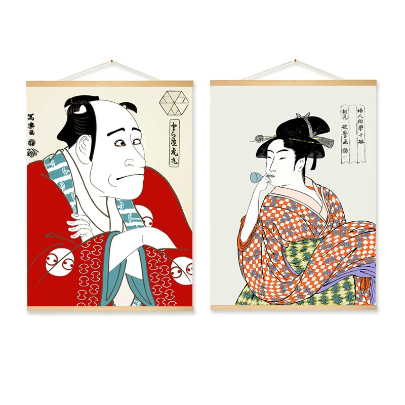 Японский портрет Ukiyoe, висящий свиток, живопись на холсте, плакаты и принты, настенные картины для гостиной, японский стиль