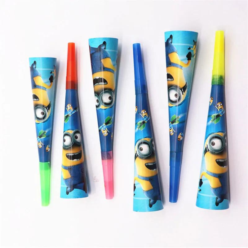 Horn 6pcs 6 шт./компл. забавные принадлежности для вечеринки с миньонами конфетная Коробка Чехол Подарочная коробка для дня рождения пользу аксессуар для дня рождения с принтом «Миньоны» вечерние украшения - Цвет: Horn 6pcs