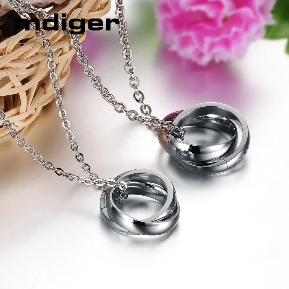 Модный кулон из титановой стали Любовь головоломка стальная цепь ожерелье