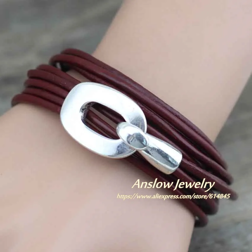 

Anslow Vintage Style 2.5mm Leather Handmade Wrap Multilayer Women Men Girl Bracelets Bangle Classic Best Friend Gift LOW0357LB