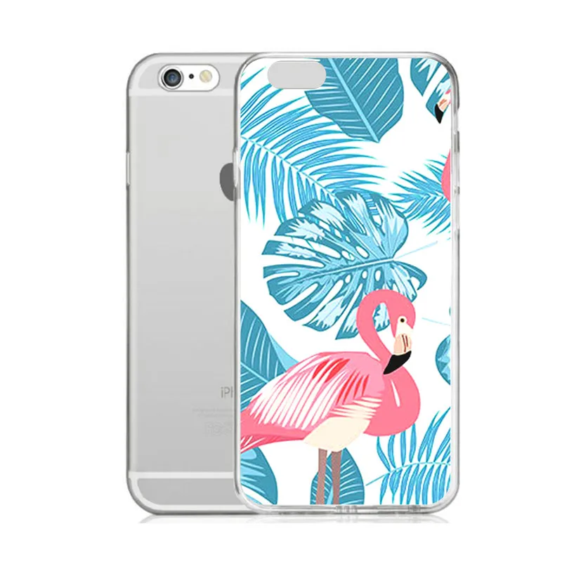 TPU прозрачный телефон чехол для iPhone 6 6s 7 8 plus x милый мультяшный Фламинго мягкий