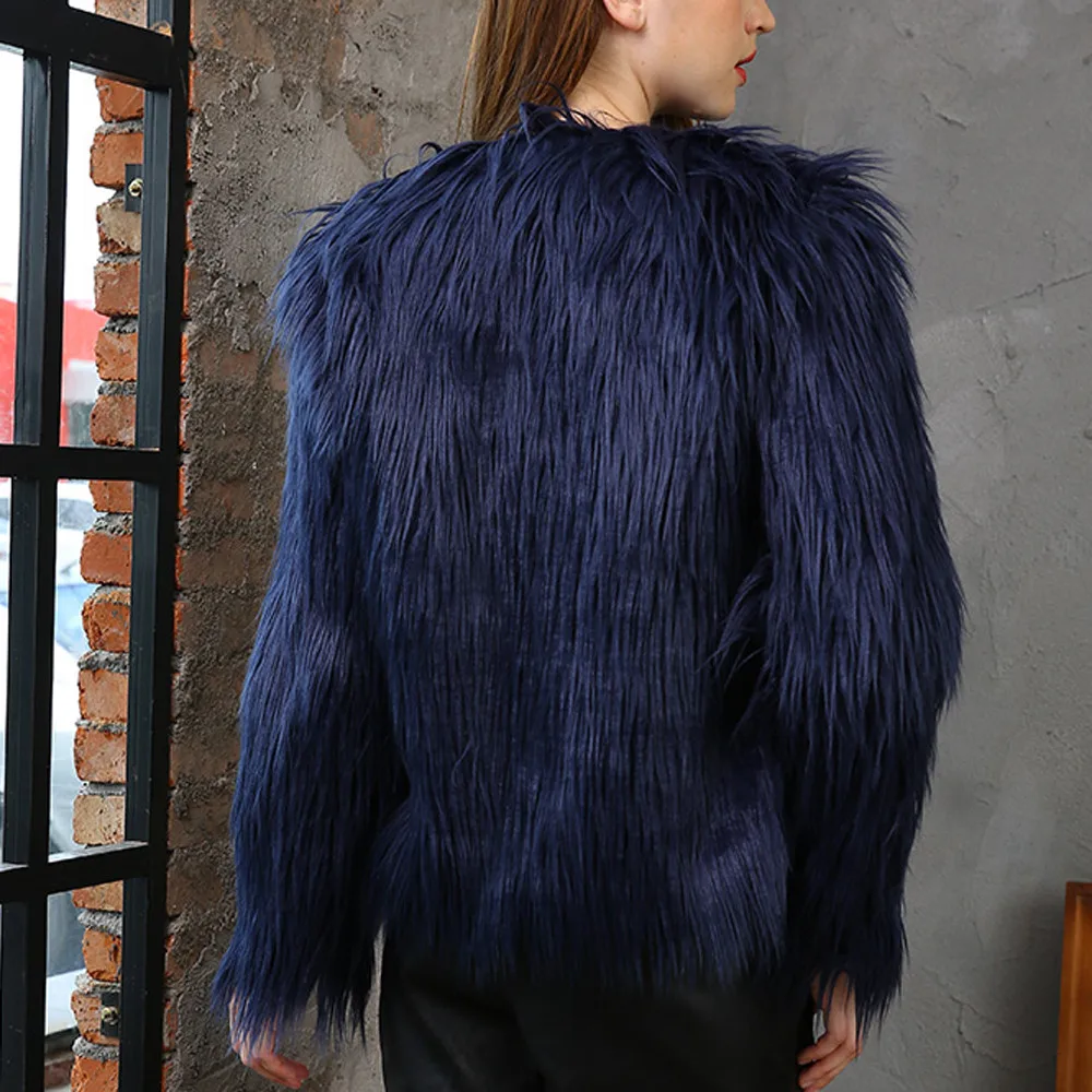 Women's winter warm fashion thick round neck long-sleeved jacket solid color short artificial fur Parker cardigan | Женская одежда