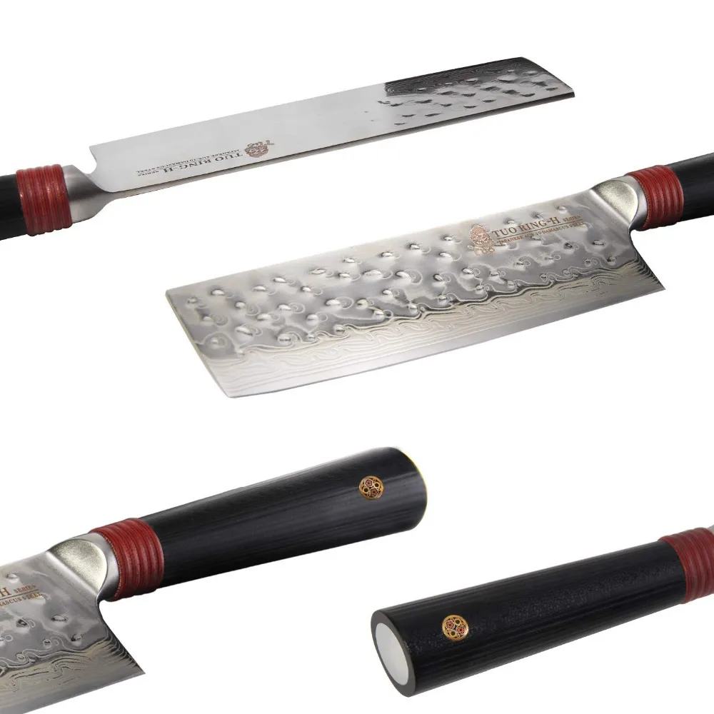 TUO столовые приборы Kiritsuke нож японский AUS 10 Дамаск HC сталь Nakiri кухонный