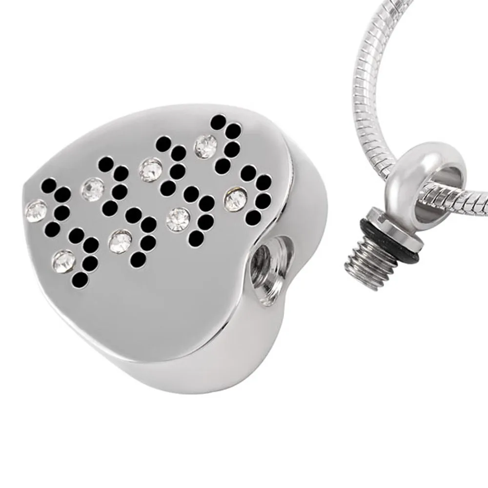 MJD8383 нержавеющая сталь Pet Paw Memorial Jewelry ожерелье с кристаллами кремации урны для