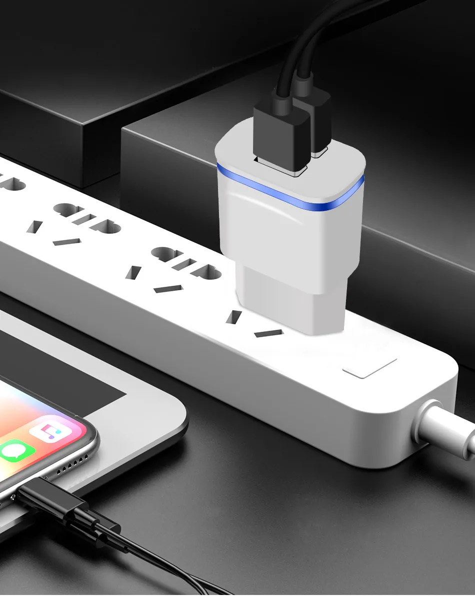 CinkeyPro 2-Порты USB Зарядное устройство для XiaoMi iPhone 7 8 Светодиодная лампа Samsung 5 V/2.1A, ВЫСОКАЯ ЧЁТКОСТЬ, быстро заряжающийся мобильный телефон, Универсальный переходник для розетки