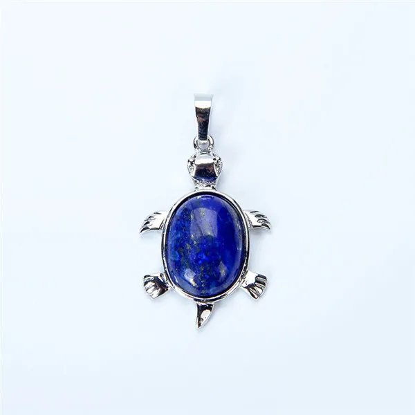 lapis lazuli 1 шт морские животные Черепаха натуральные камни бусины подвески для ожерелья Модные посеребренные тигровый глаз черепаха подвески ювелирные изделия - Окраска металла: lapis lazuli