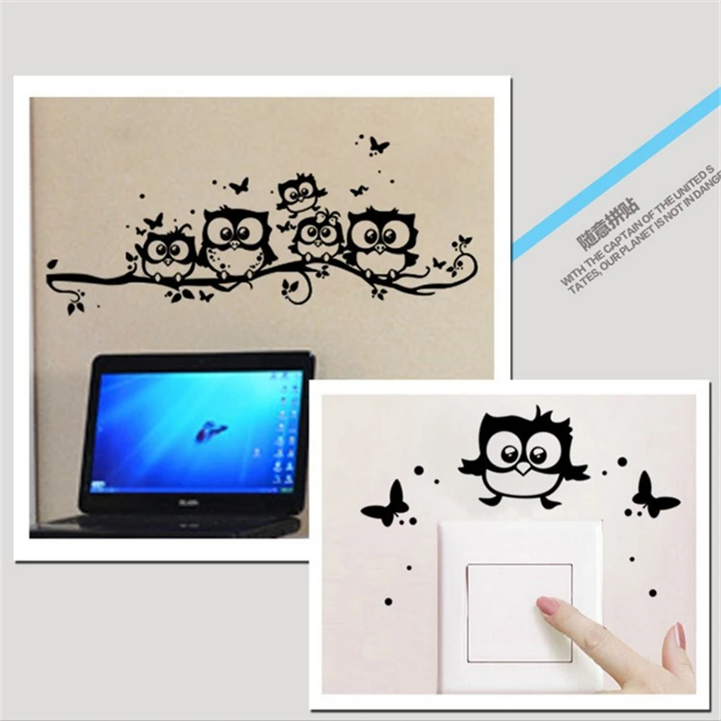 

1Pcs Personalized Black Owl Diy Vinyl Wall Stickers For Kids Rooms Wall Decor Living Room TV Background Muurstickers Wallpaper
