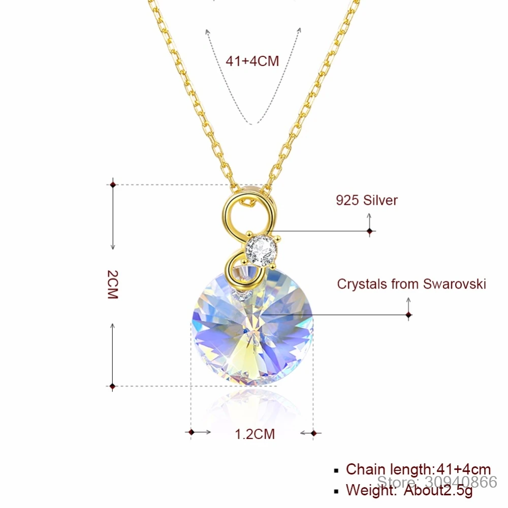 Ожерелье LEKANI с кристаллами Swarovski 925 женское ожерелье Модное Элегантное шикарное ювелирное изделие белого розового синего цвета