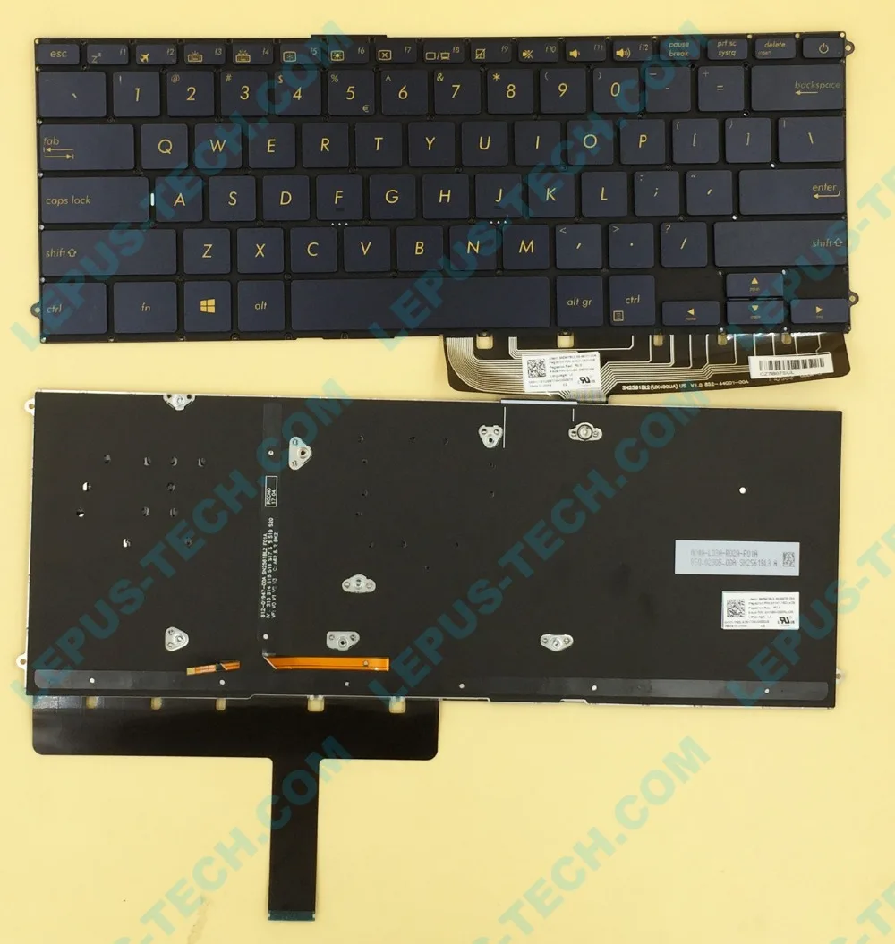 С раскладкой US UI английская клавиатура для ASUS UX490UA UX490 с синей подсветкой 0KNB0-D632UI00 |