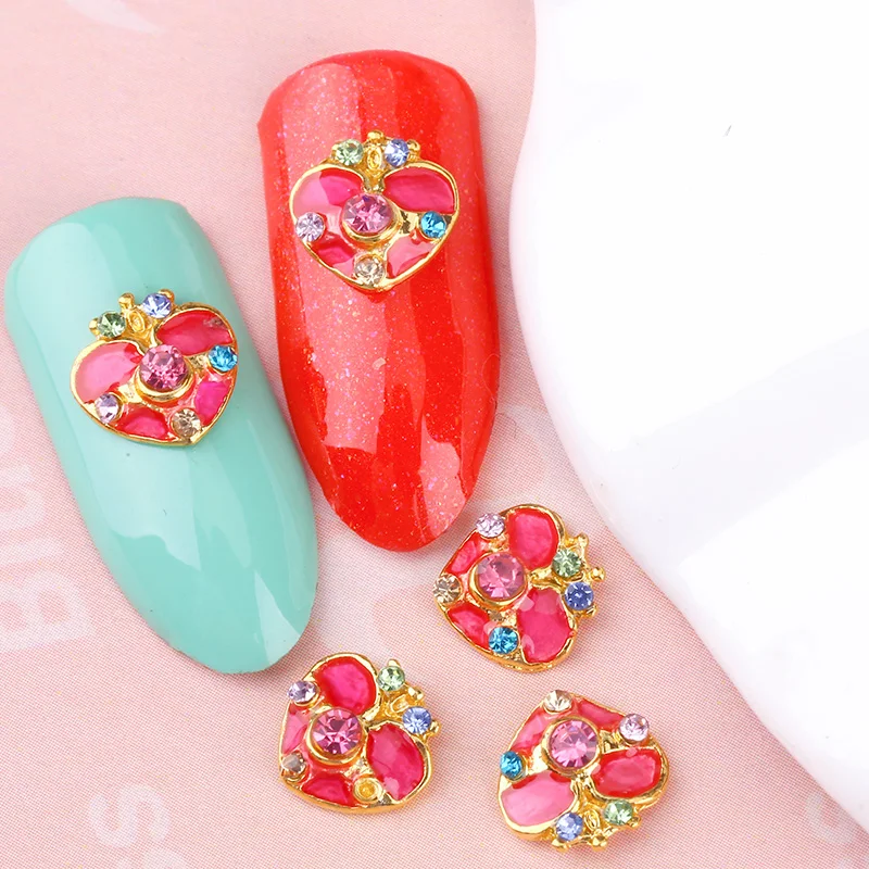 10 шт./упак. дизайн красных крыльев сердца Стразы Украшения из сплава для дизайна