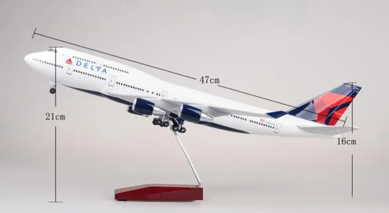 47 см 1/150 масштаб самолет Boeing B747 самолет DELTA авиакомпания Модель W светильник и колесо литой под давлением пластик Смола самолет для сбора