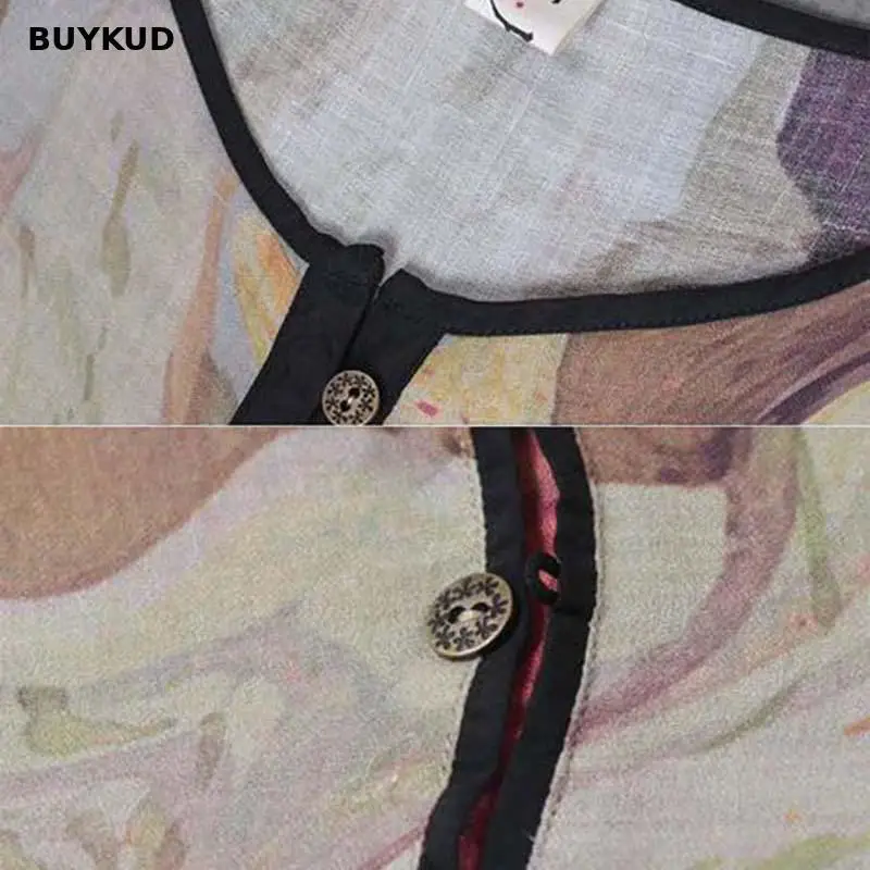 BUYKUD винтажное льняное женское платье летнее свободное Повседневное макси осень