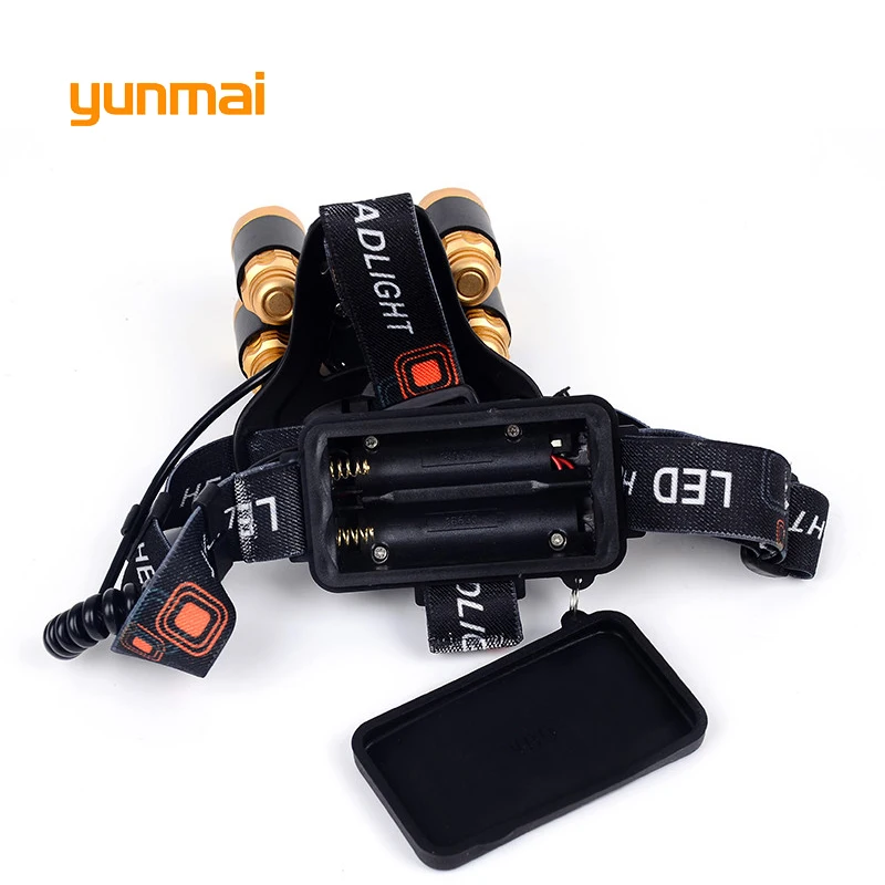 Yunmai 5 LED налобный фонарь новый T6 + 4 * XPE фара 20000 люменов светодиодная для кемпинга