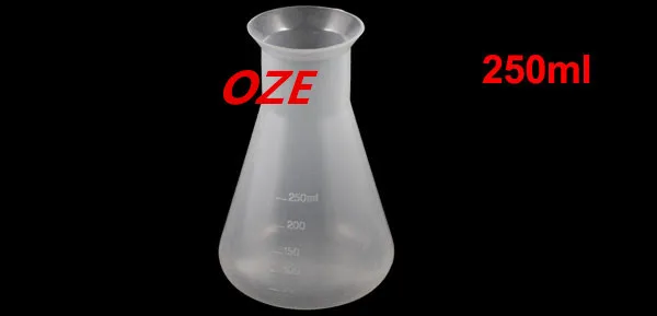 1 шт. 250 мл прозрачная белая лабораторная химическая пластиковая коническая колба