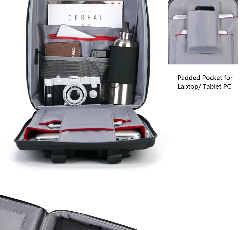 BALANG Design Men Backpack Fit 15.6 inch Laptop USB Recharging Multi-layer Space Travel Male Bag Anti-thief Mochila