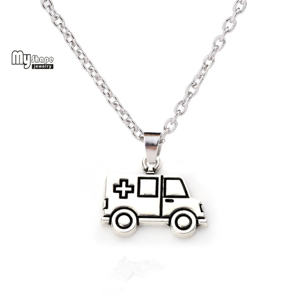 Подвеска в виде машины скорой помощи с серебряным покрытием|fashion jewelry|jewelry fashionjewelry