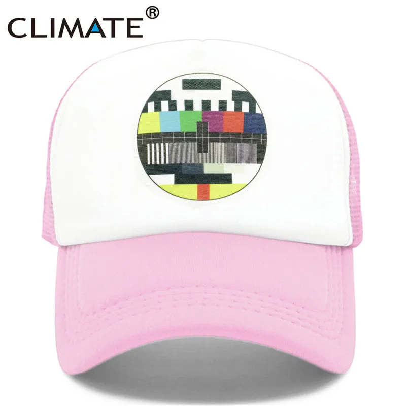 Pink Климат забавная Кепка Дальнобойщика шляпа мужчины ТВ нет сигнала сигнальная Кепка s летняя крутая Кепка водителя грузовика s забавная сетка крутая Кепка s шляпа - Цвет: Pink