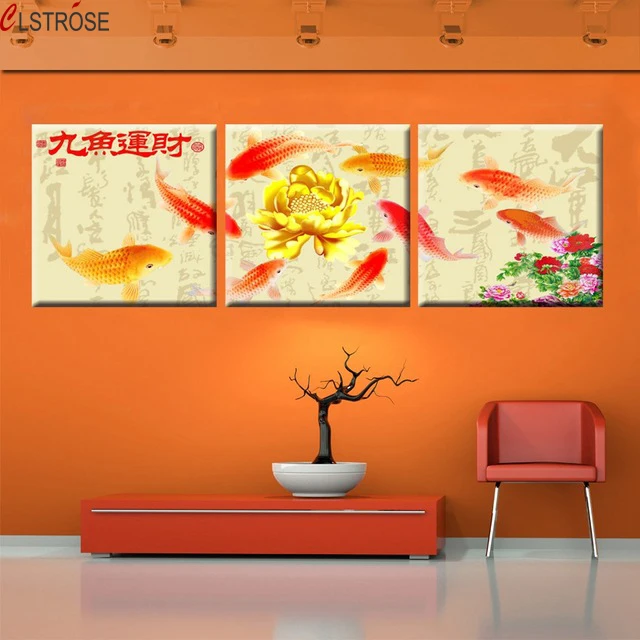 CLSTROSE 3 шт. Китайская Картина маслом Koi Fish традиционная китайская каллиграфия