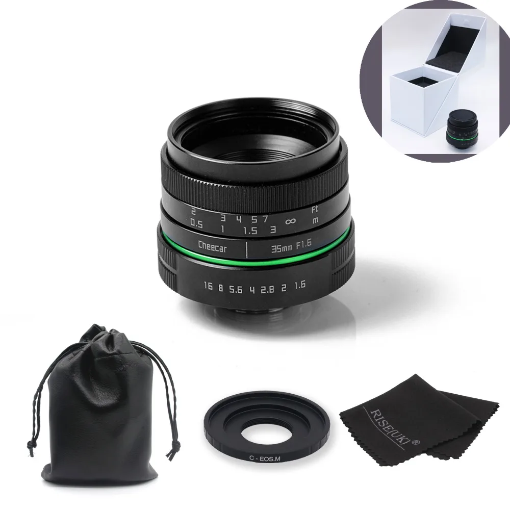 Новый зеленый круг 35 мм объектив камеры видеонаблюдения для Canon EOS M/M2/M3 с c адаптер