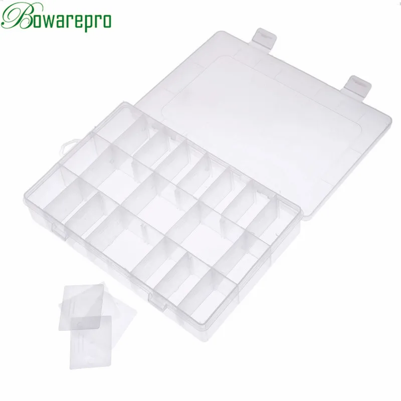 

24 Grid Adjustable Plastic Jewellery Bead Organizer Storage Compartments Case Box Container 19.5x13x3.6cm High Quality Box