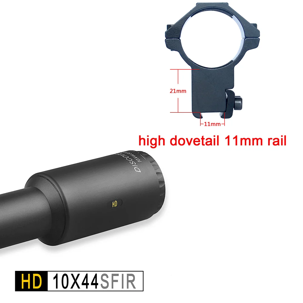 Дискавери HD 10x44 SFIR DLTW SFP IR-MIL оптический прицел для снайперской тактической стрельбы и охоты с подсветкой - Цвет: high dovetail 11mm r