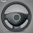 Блестящие пшеницы рука сшитый черный кожаный чехол рулевого колеса автомобиля для Renault Duster Dacia Duster 2011-2015